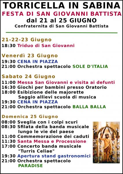 Festa di San Giovanni Battista a Torricella in Sabina (Rieti)