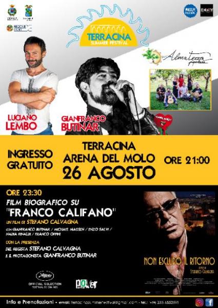 Grande serata al Terracina Summer Festival con Gianfranco Butinar, Luciano Lembo e Giandomenico Anel