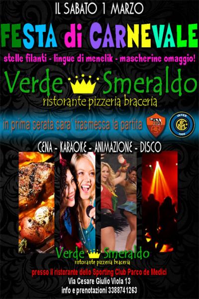 1 MARZO FESTA DI CARNEVALE CON KARAOKE al AL VERDE SMERALDO