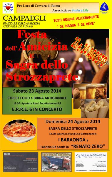 FESTA DELL'AMICIZIA E SAGRA DELLO STROZZAPRETE
