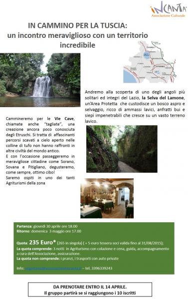 PRIMO MAGGIO: TREKKING NELLA TUSCIA