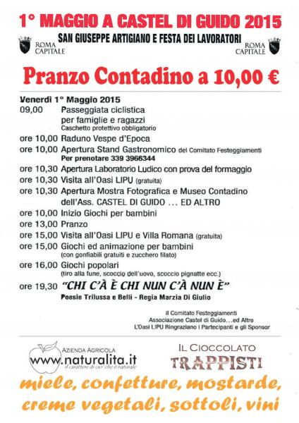 I* Maggio 2015 a Castel di Guido pranzo contadino a 10,00 €