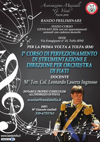 I° CORSO DI PERFEZIONAMENTO DI STRUMENTAZIONE E DIREZIONE PER ORCHESTRA DI FIATI