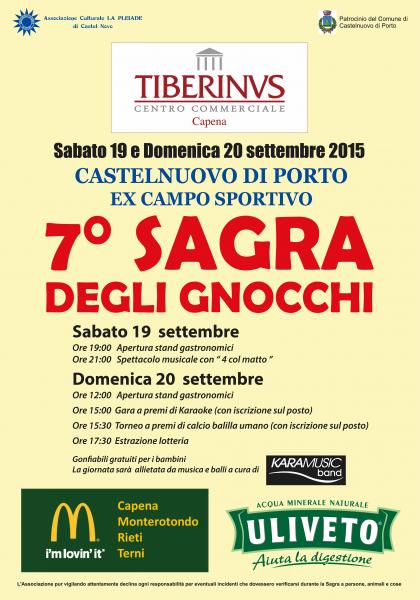 7° SAGRA DEGLI GNOCCHI a Castelnuovo di Porto il 19 e 20 settembre 2015