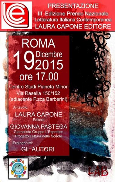III ed. Premio Nazionale Letteratura Italiana Contemporanea, Premiazione a Roma - 19 dicembre ore 17