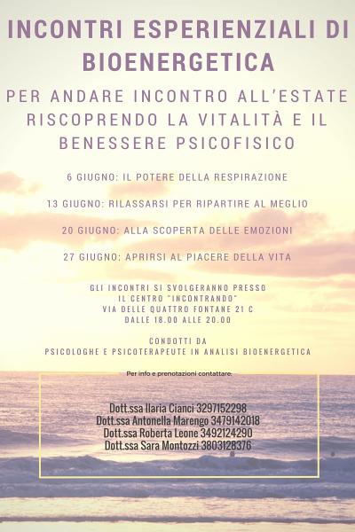 Incontri esperienziali di Bioenergetica