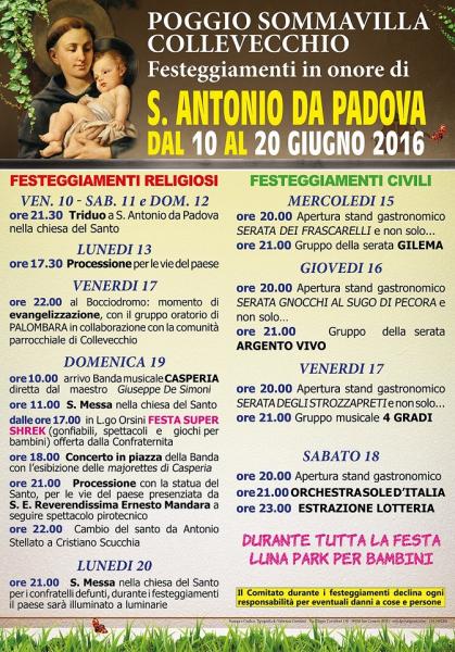 Festeggiamenti in onore di S. ANTONIO da PADOVA