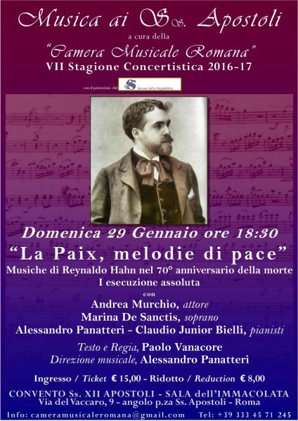 I esecuzione assoluta del concerto - spettacolo “La Paix, melodie di pace”