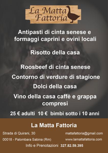 menu fisso agriturismo matta fattoria