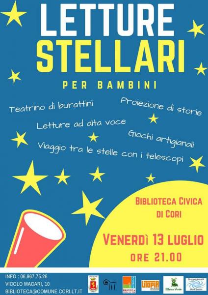 Letture Stellari per bambini alla Biblioteca Comunale di Cori