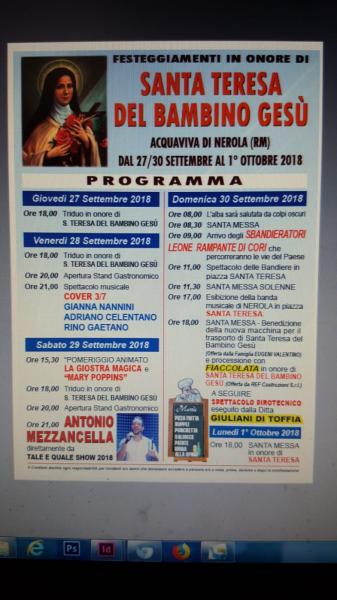 FESTA SANTA TERESA ACQUAVIVA DI NEROLA 2018