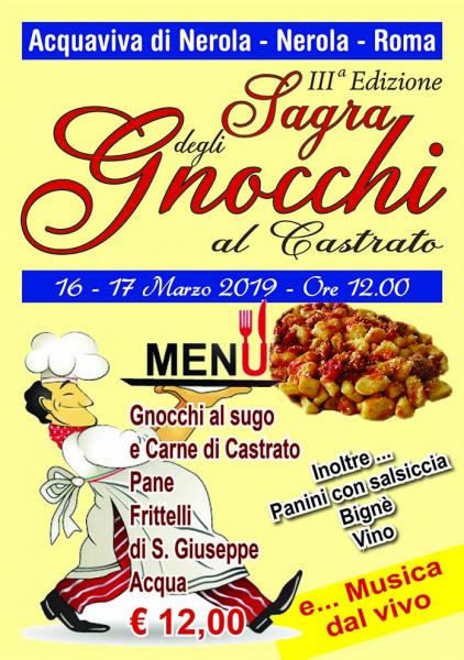 3° SAGRA DEGLI GNOCCHI AL CASTRATO E FRITTELLI DI SAN GIUSEPPE