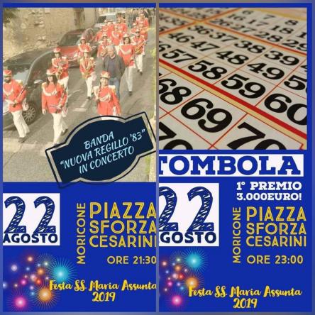 Concerto della Banda Nuova Regillo '83 e Tombolata sotto le stelle