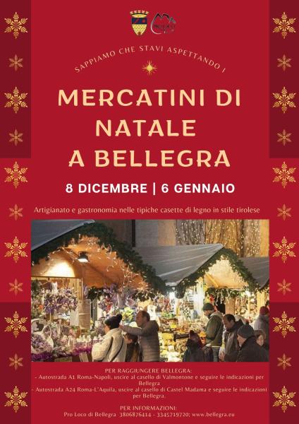 “MERCATINI DI NATALE” dall’8 Dicembre 2022 al 6 Gennaio 2023 a BELLEGRA (RM)