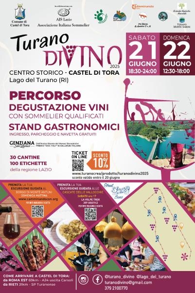 Turano diVino 2025: a Castel di Tora Vino, buon cibo, musica e tradizione 21/22 giugno