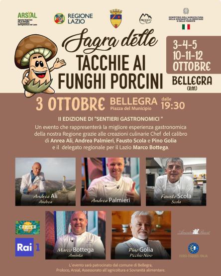 Bellegra (RM), è sagra delle tacchie ai funghi porcini – 3/12 ottobre