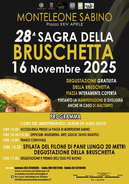 Monteleone Sabino (RI), è sagra della bruschetta – 16 novembre